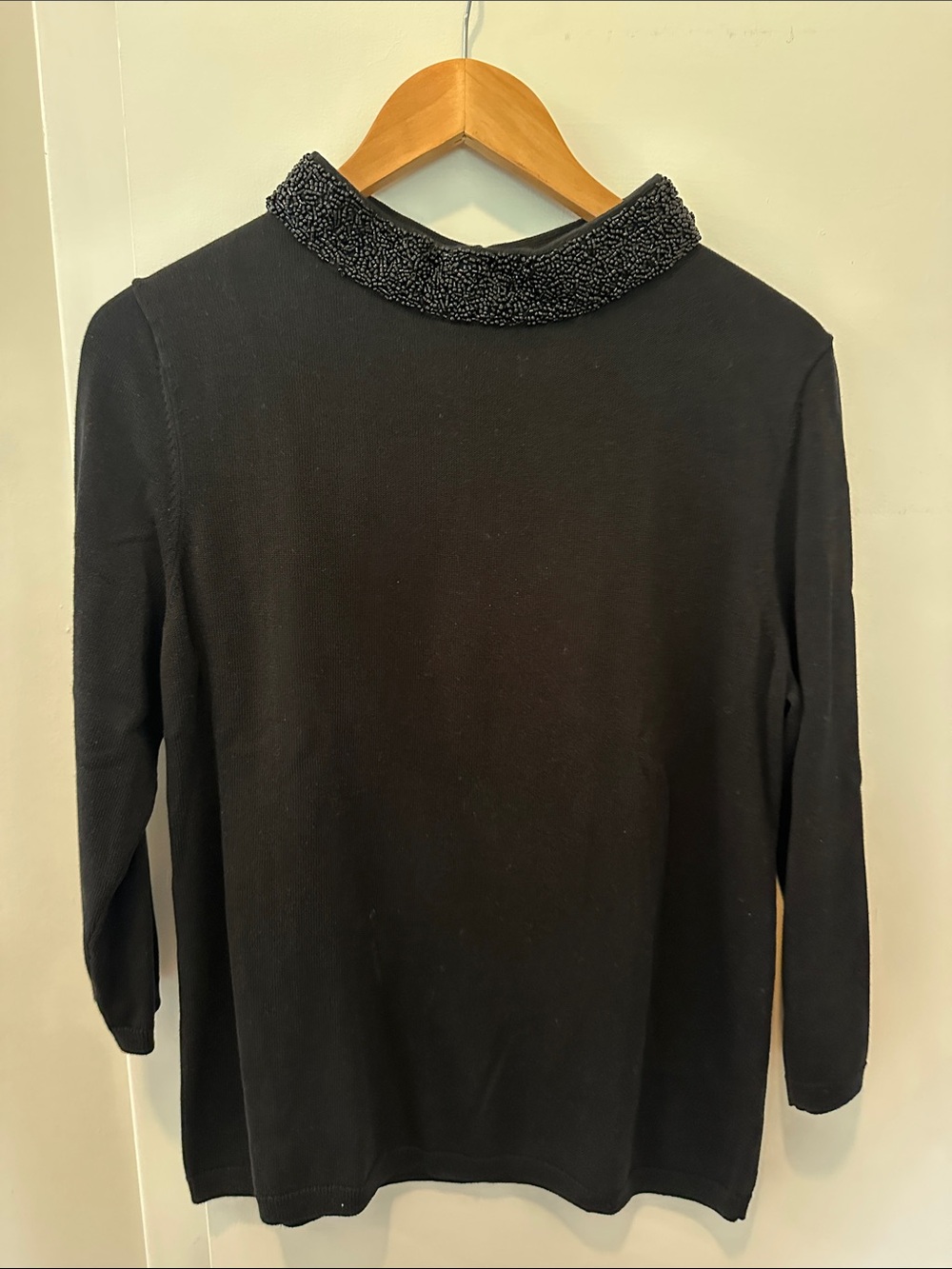 Talbots Black Beaded Turtleneck Sweater